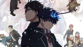 A poster for Blue Exorcist showing the main cast in various poses.
