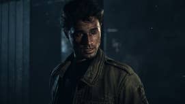 A man covered in sweat, dirt, and scratches stood in a dimly lit room in the Until Dawn remake.